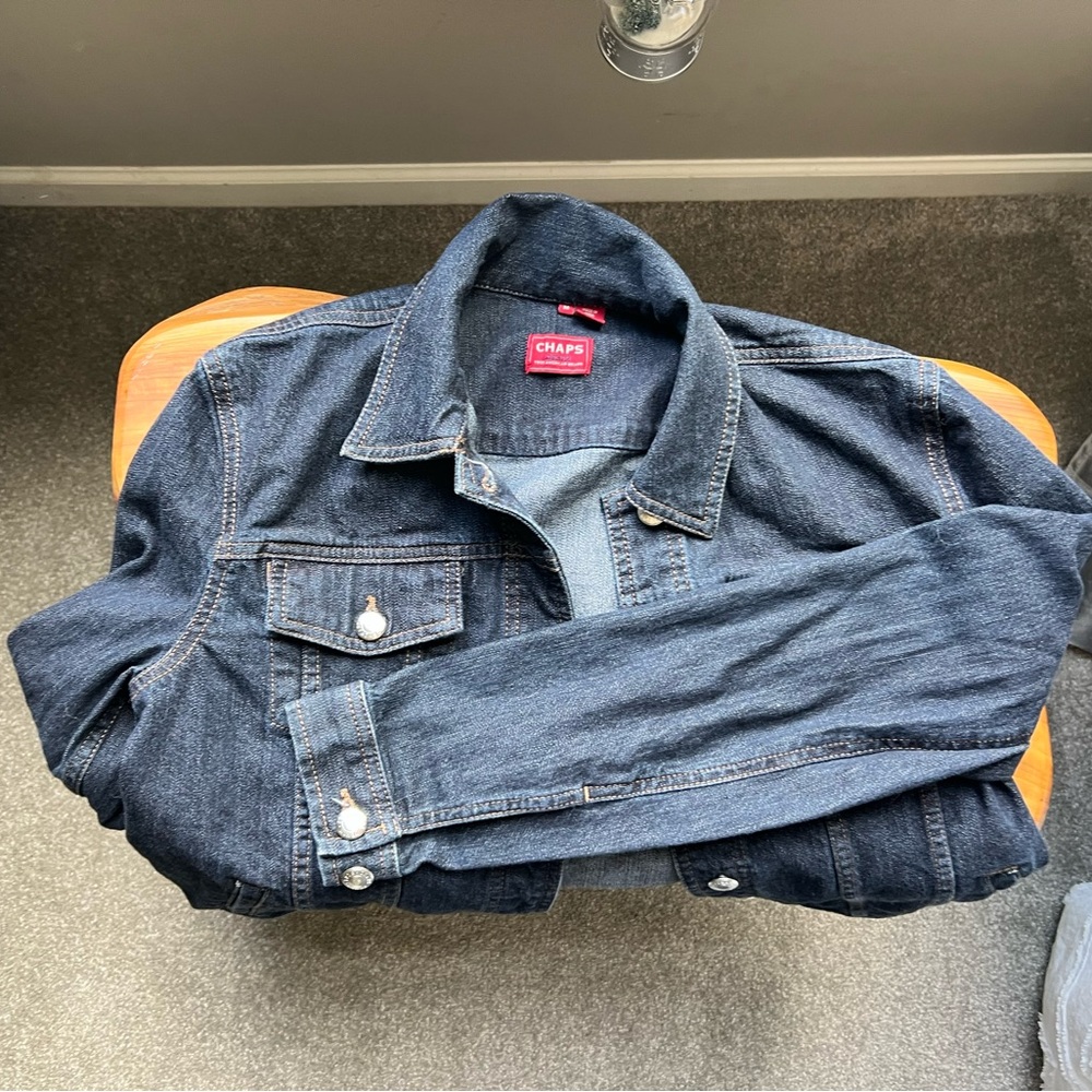 Chaps Blue Jean Jacket Timeless Design - Picture 3 of 5
